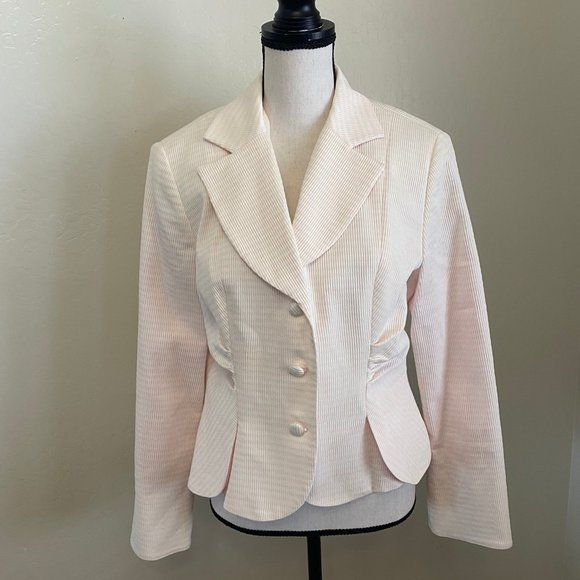 Jackets & Blazers - Prague Adorable Pink White Stripe Blazer Jacket